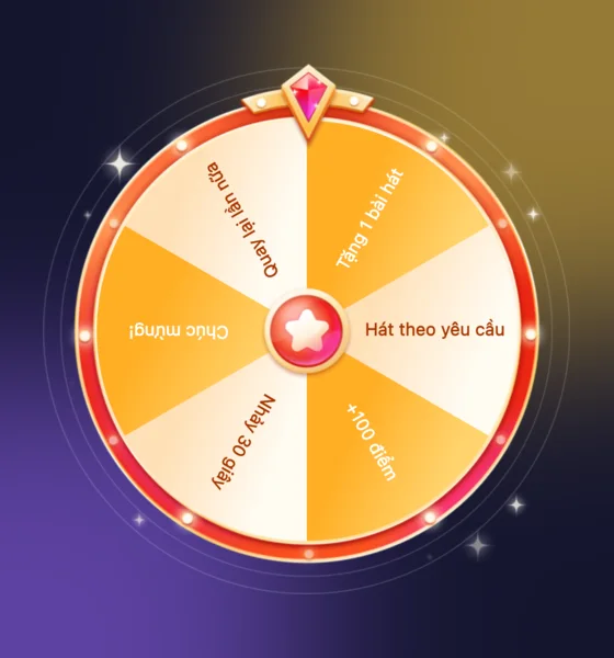 Widget vòng quay trúng thưởng sáu ô do chủ phòng tự đặt